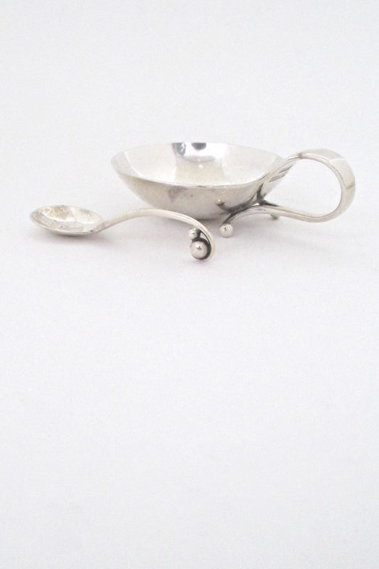 Georg Jensen Denmark vintage silver open salt and spoon 110 by Georg Jensen