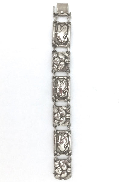 Georg Jensen Denmark vintage silver swans link bracelet 42
