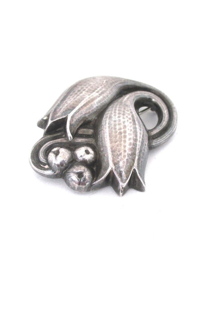 Georg Jensen Denmark vintage silver twin tulip brooch 100C large version