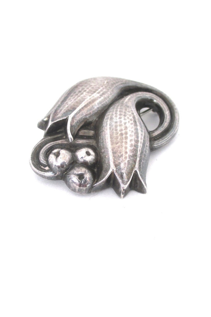 Georg Jensen Denmark vintage silver twin tulip brooch 100C large version