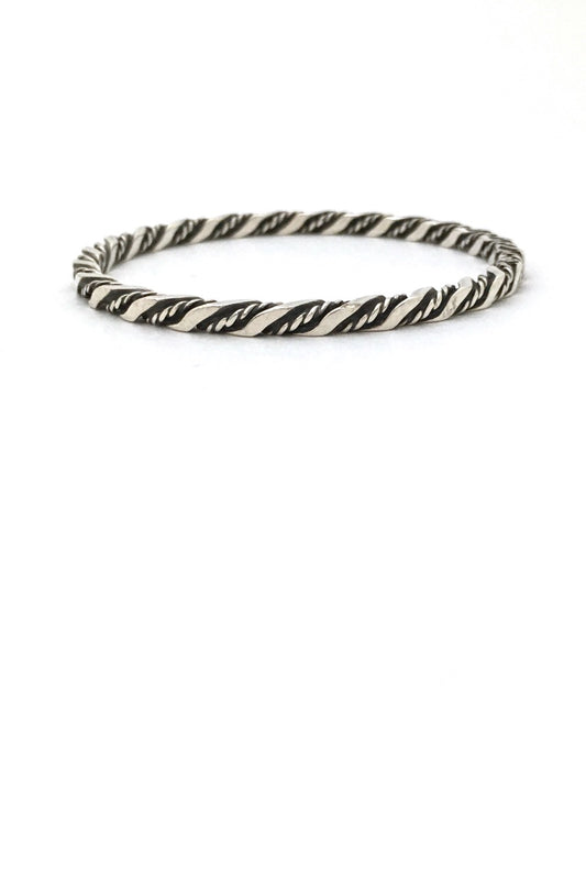 Georg Jensen Denmark vintage twisted silver bangle bracelet 17B design Georg Jensen