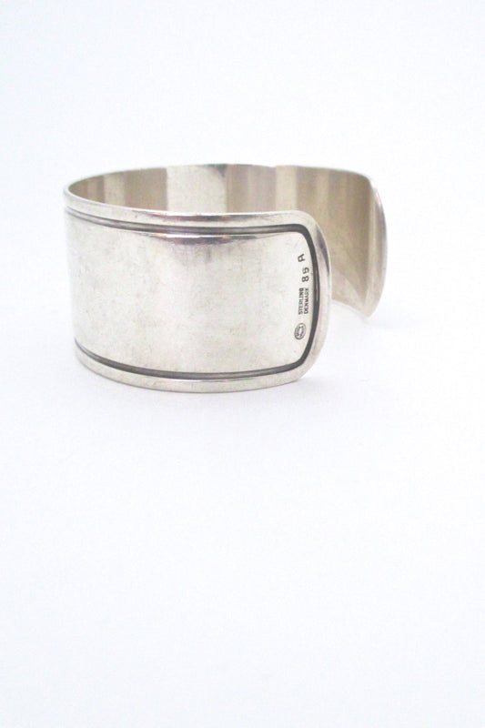 etail Georg Jensen Denmark vintage Scandinavian silver wide and heavy cuff bracelet 85A