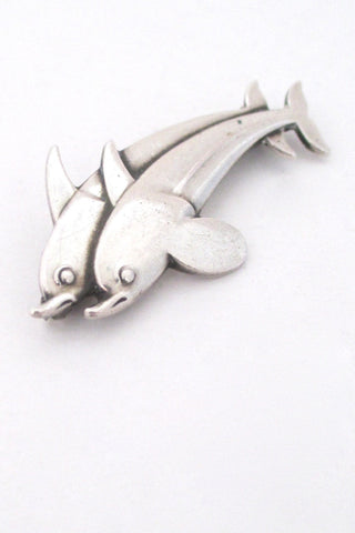 Georg Jensen Denmark vintage classic dolphins brooch # 317 by Arno Malinowski