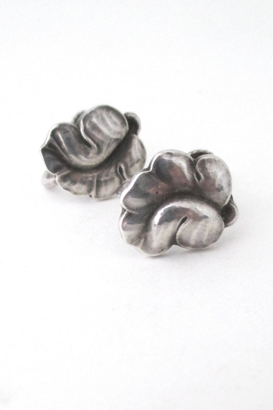 Georg Jensen Denmark vintage silver grape leaf earrings 50B