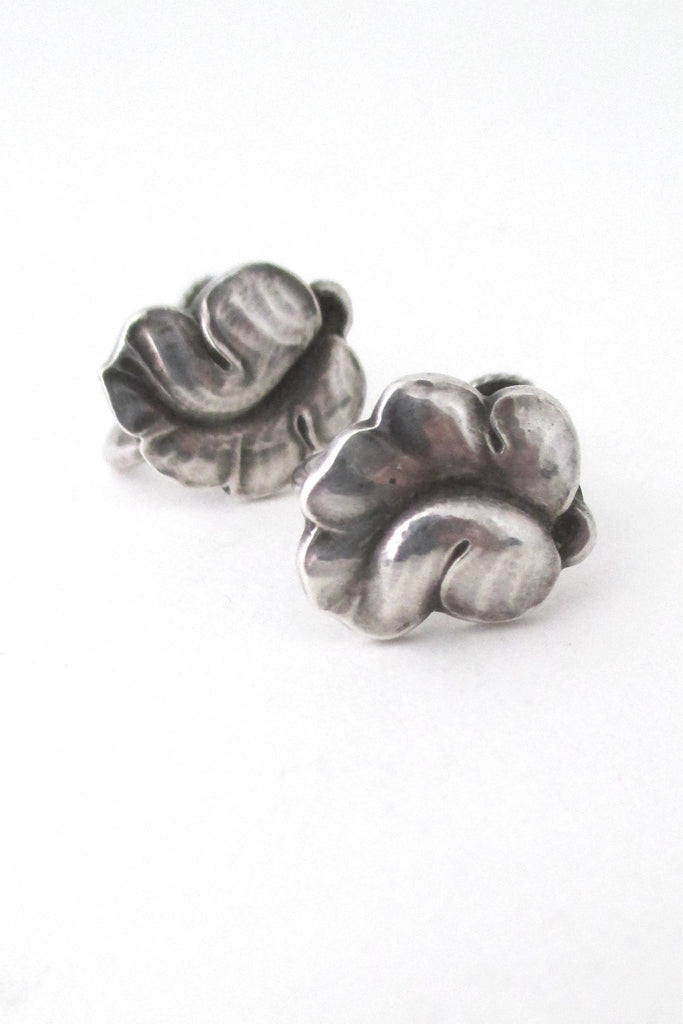 Georg Jensen Denmark vintage silver grape leaf earrings 50B