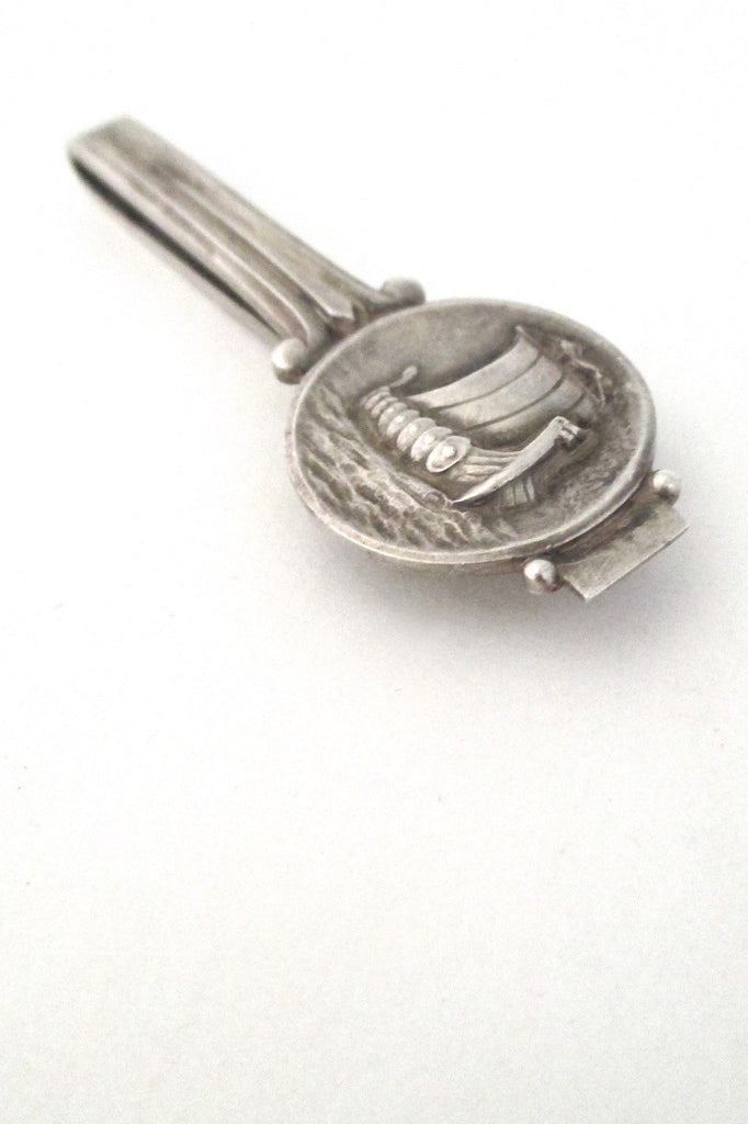 detail Georg Jensen Denmark vintage sterling silver viking ship tie bar # 263 by Harald Nielsen