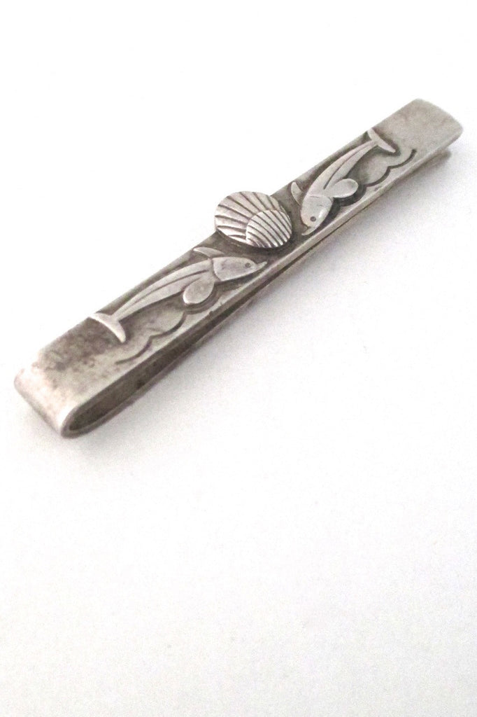 Georg Jensen Denmark vintage sterling silver dolphins tie bar # 73 by Arno Malinowski
