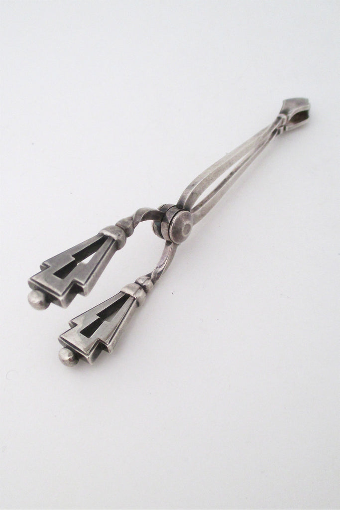 Georg Jensen Denmark sterling silver Pyramid sugar tongs