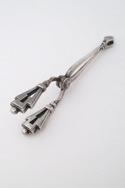 Georg Jensen Denmark sterling silver Pyramid sugar tongs