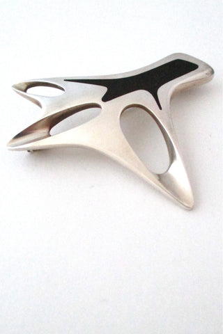 Georg Jensen Denmark vintage modernist sterling & enamel brooch # 323 by Henning Koppel