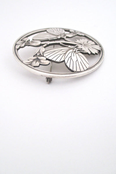 profile Georg Jensen Denmark vintage sterling silver large butterfly brooch by Arno Malinowski Scandinavian design jewelry