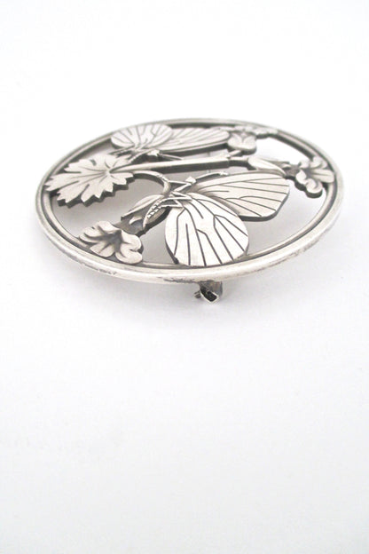 Georg Jensen large butterfly & flower brooch #283 by Arno Malinowski
