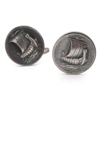 Georg Jensen Denmark vintage sterling silver viking ship cufflinks 50 by Harald Nielsen