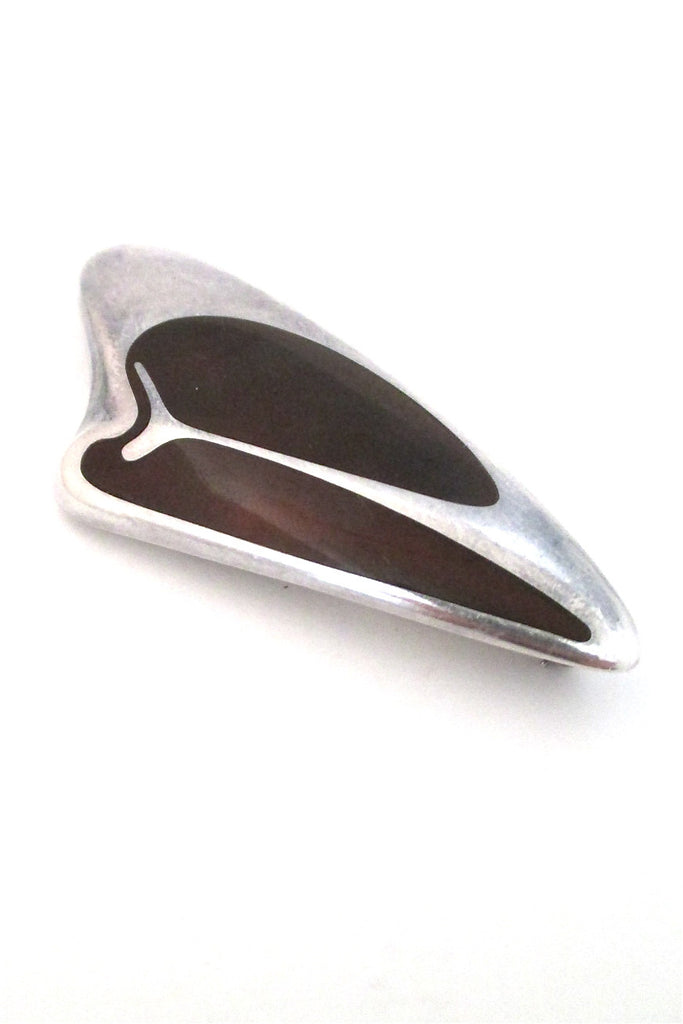 Georg Jensen Denmark vintage silver modernist enamel brooch 314 by Henning Koppel