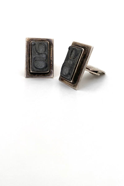 George Dancy Canada vintage silver lead type lowercase g cufflinks Modernist Canadian jewelry design