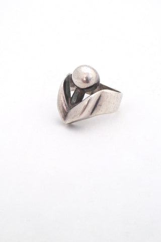 Georges Delrue Canada sculptural silver ring vintage Canadian Modernist jewelry