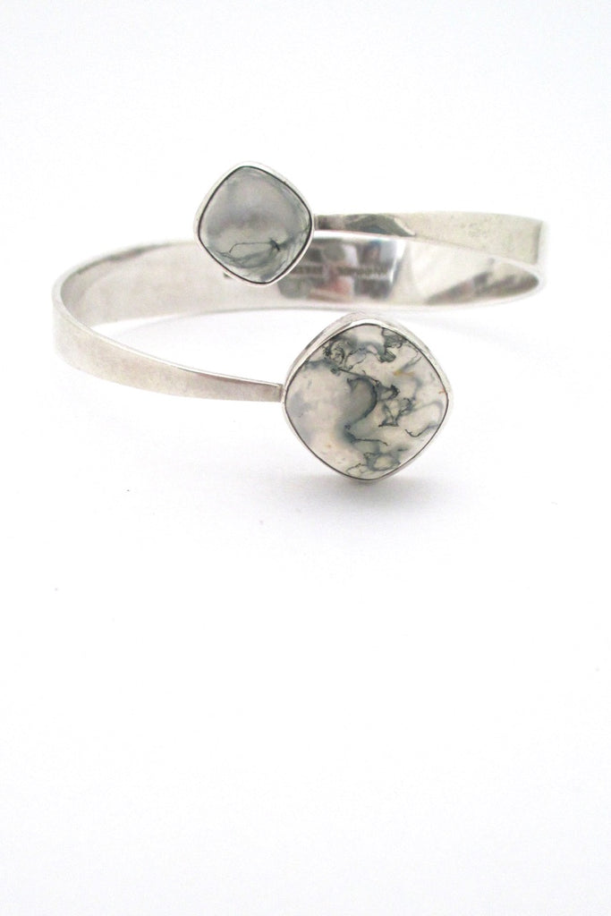 Gert Thysell Sweden vintage mid century silver moss agate bracelet 1966