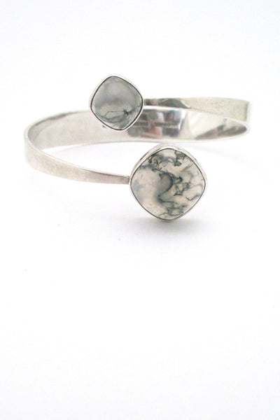 Gert Thysell Sweden vintage mid century silver moss agate bracelet 1966