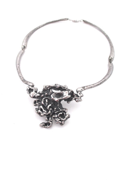 Guy Vidal Canada brutalist pewter choker necklace vintage Canadian Modern design