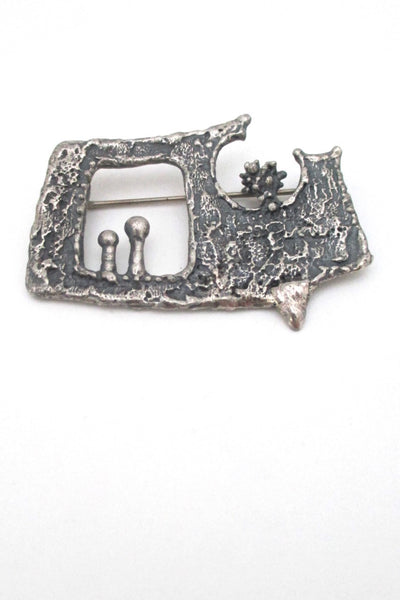 Guy Vidal Canada vintage brutalist pewter openwork brooch
