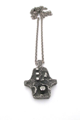 Guy Vidal Canada vintage mid century brutalist pewter necklace Canadian Design