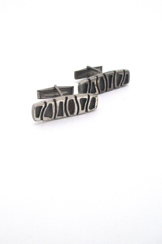 Guy Vidal Canada vintage brutalist pewter cufflinks hand signed