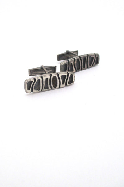Guy Vidal Canada vintage brutalist pewter cufflinks hand signed
