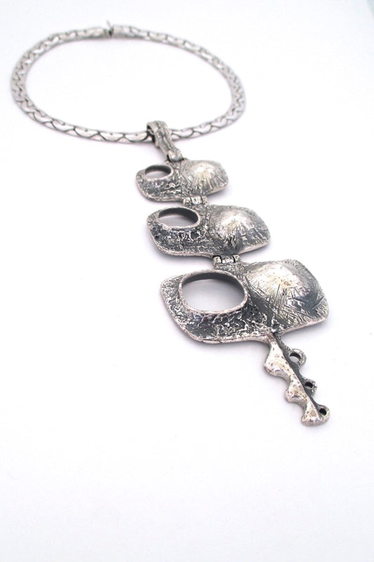 Guy Vidal Canada extra large hinged brutalist pewter choker necklace rare