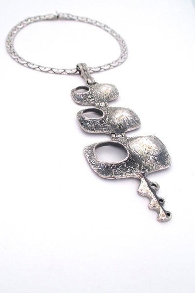 Guy Vidal Canada extra large hinged brutalist pewter choker necklace rare