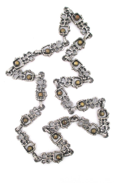 Guy Vidal Canada vintage brutalist pewter and bronze long link chain