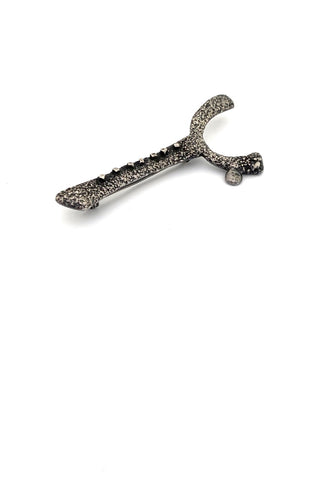 Guy Vidal Canada vintage brutalist pewter long brooch rare Modernist jewelry design