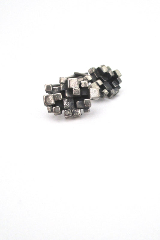 Guy Vidal Canada vintage brutalist pewter mid century cufflinks