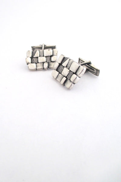 Guy Vidal Canada vintage brutalist pewter textured squares cufflinks