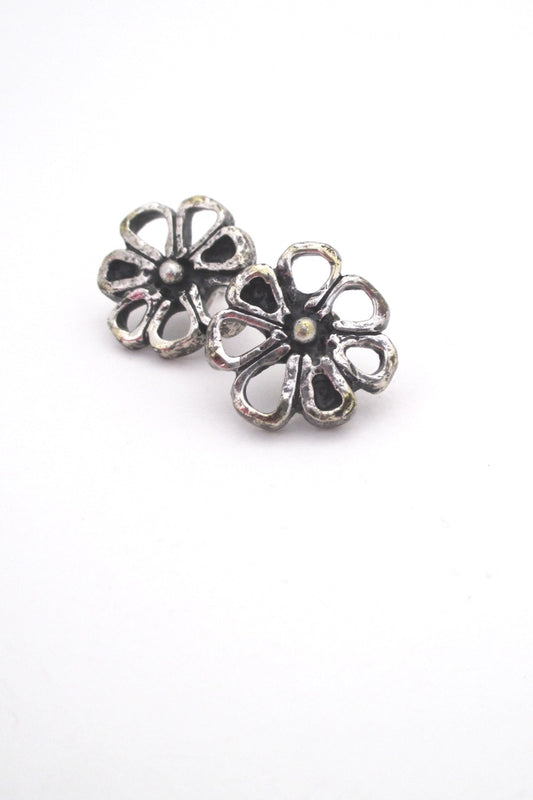 Guy Vidal Canada vintage pewter brutalist daisy post earrings
