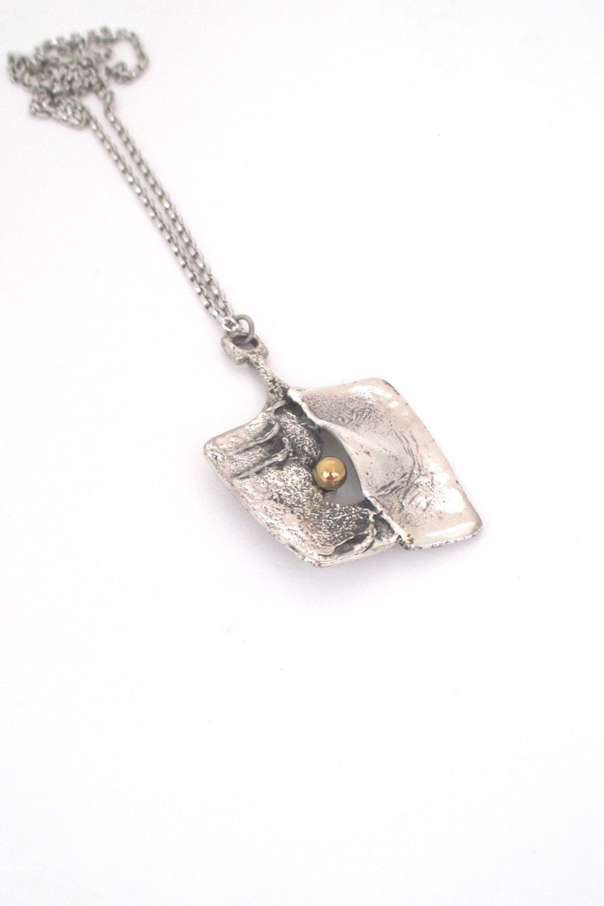 Guy Vidal Canada vintage brutalist pewter bronze sphere pendant necklace 1960s 1970s