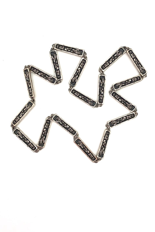 Guy Vidal Canada vintage brutalist pewter two in one double sided long link chain necklace