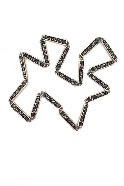 Guy Vidal Canada vintage brutalist pewter two in one double sided long link chain necklace