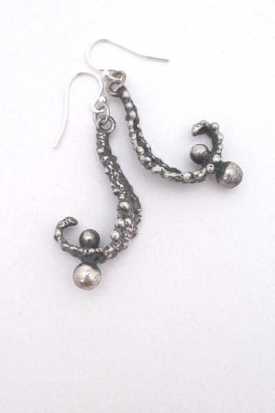 Guy Vidal Canada vintage brutalist pewter drop earrings