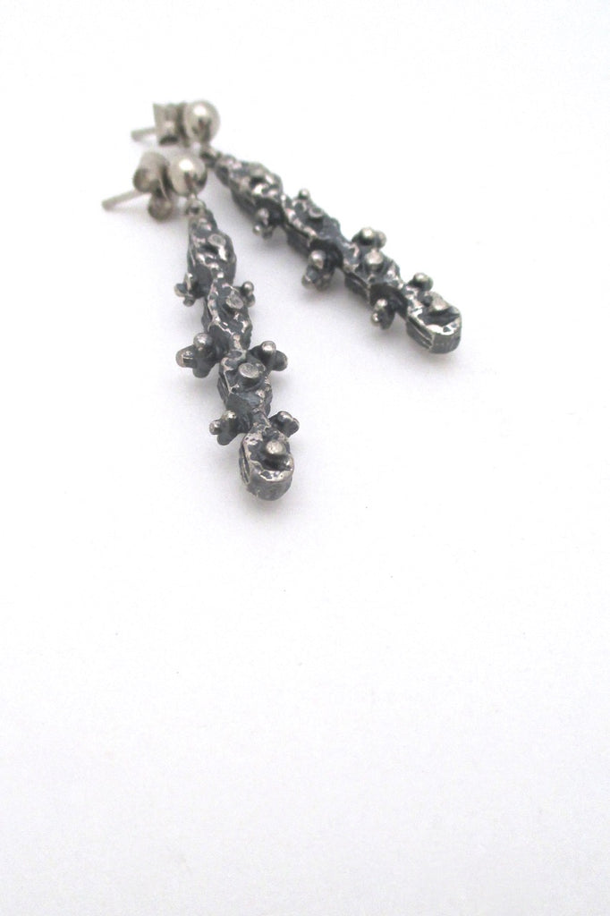 Guy Vidal Canada vintage modernist pewter drop earrings brutalist design