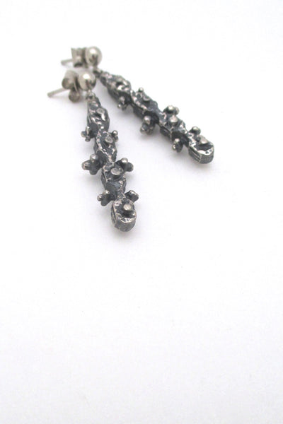 Guy Vidal Canada vintage modernist pewter drop earrings brutalist design