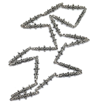 detail Guy Vidal Canada vintage brutalist pewter long link Knobbly chain Canadian Modernist jewellery design