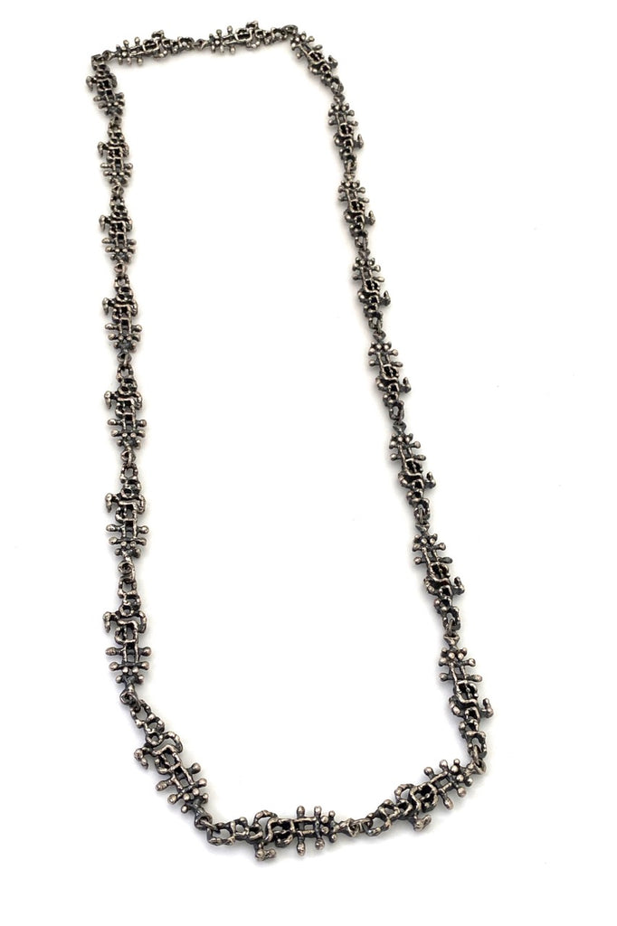 Guy Vidal brutalist openwork pewter long link chain necklace