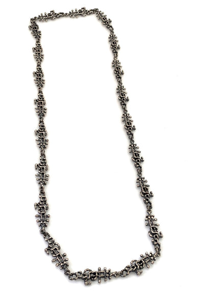 Guy Vidal brutalist openwork pewter long link chain necklace