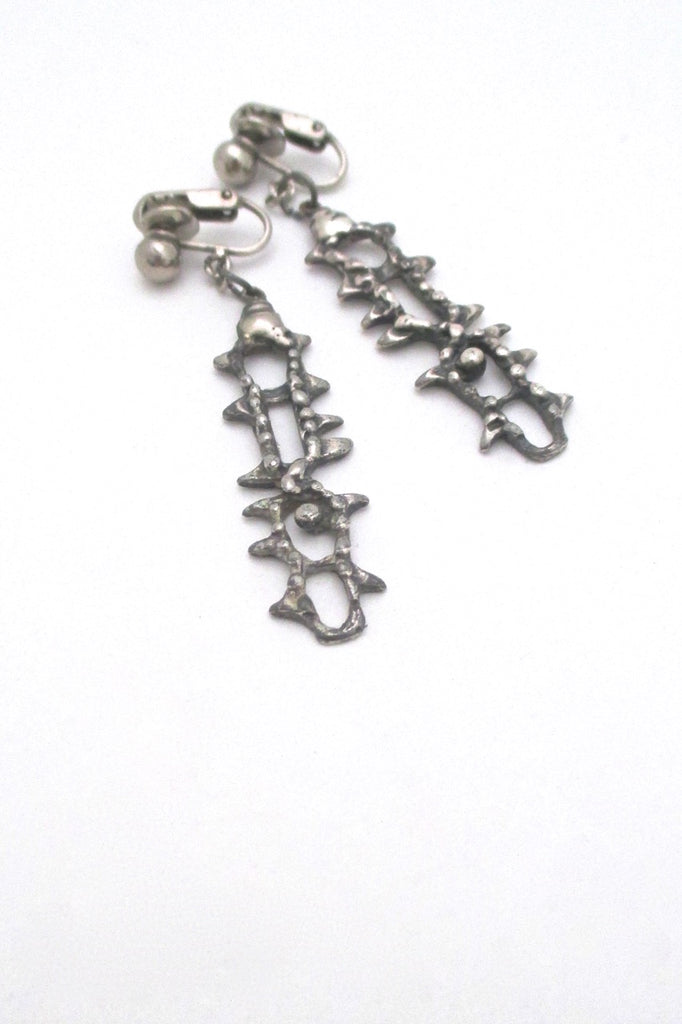 Guy Vidal Canada vintage modernist extra long drop earrings brutalist jewelry