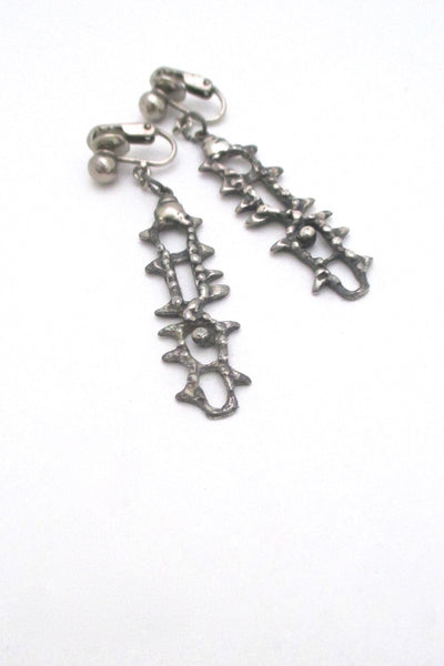 Guy Vidal Canada vintage modernist extra long drop earrings brutalist jewelry