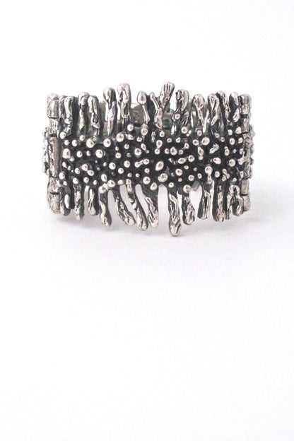 Guy Vidal Canada vintage brutalist pewter wide hinged bracelet
