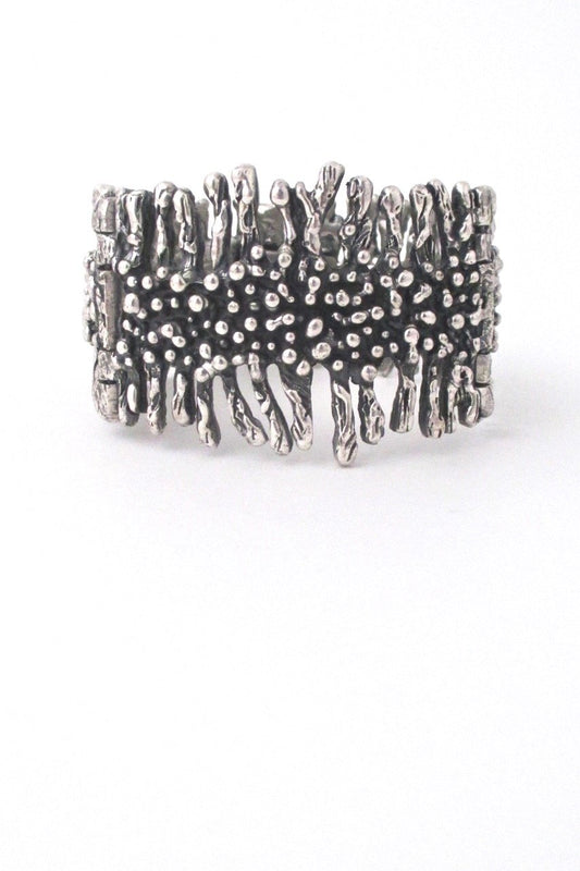 Guy Vidal Canada vintage brutalist pewter wide hinged bracelet