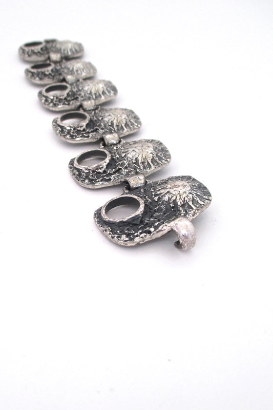 Guy Vidal Canada vintage brutalist pewter volcano bracelet large version