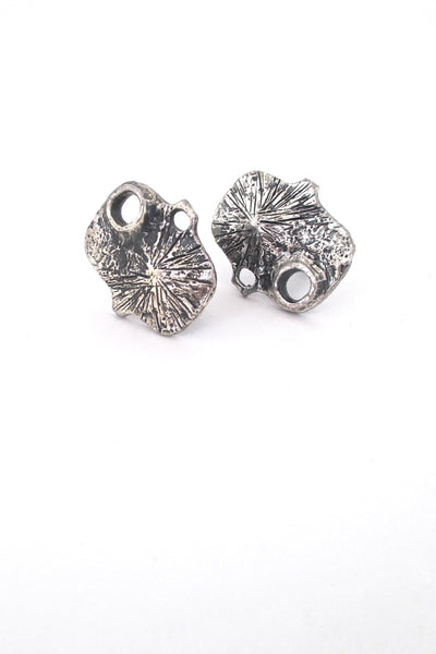 Guy Vidal Canada vintage brutalist pewter volcano earrings