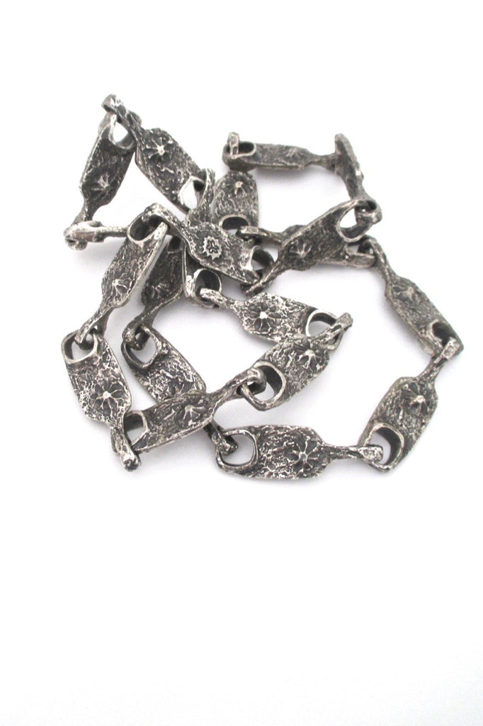 Guy Vidal Canada vintage brutalist pewter volcanoes long link chain